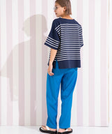 パネルボーダーハーフスリーブTシャツ