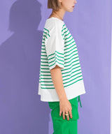 パネルボーダーハーフスリーブTシャツ