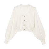 【ニット】ハートボタンシアーカーディガン