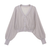 【ニット】ハートボタンシアーカーディガン