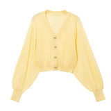 【ニット】ハートボタンシアーカーディガン