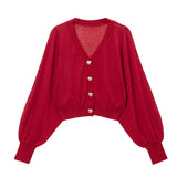 【ニット】ハートボタンシアーカーディガン