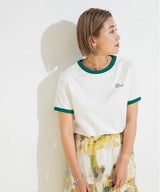ロゴ刺繍リンガーTシャツ