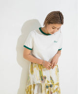 ロゴ刺繍リンガーTシャツ