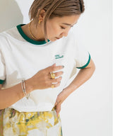 ロゴ刺繍リンガーTシャツ