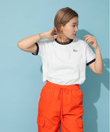 ロゴ刺繍リンガーTシャツ