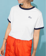 ロゴ刺繍リンガーTシャツ
