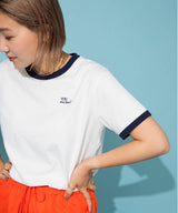 ロゴ刺繍リンガーTシャツ