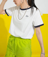 ロゴ刺繍リンガーTシャツ