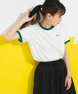ロゴ刺繍リンガーTシャツ
