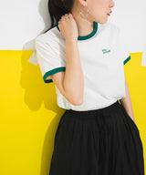 ロゴ刺繍リンガーTシャツ