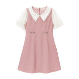 ウエストビットラペルワンピース