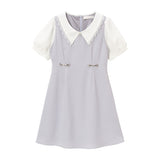 ウエストビットラペルワンピース