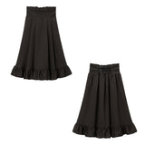 バックレースアップロングフレアスカート