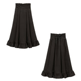 バックレースアップロングフレアスカート