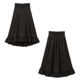 バックレースアップロングフレアスカート