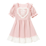 ハートレースアップフリルワンピース