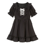 ハートレースアップフリルワンピース