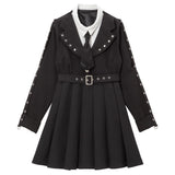 セットアップ風ハトメベルトワンピース