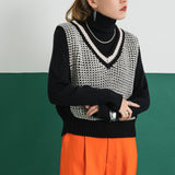 ジャガードバイカラーニットベスト