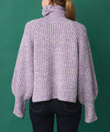 トリコロールヤーンハイネックニット