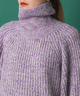 トリコロールヤーンハイネックニット