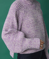 トリコロールヤーンハイネックニット