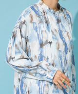 バックオープンバンドカラーデザインシャツ