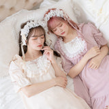 ヨークレースリボンメイドミニネグリジェ