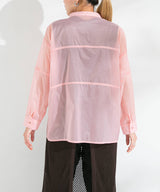 バンドカラー切替デザインシアーシャツ