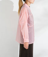 バンドカラー切替デザインシアーシャツ