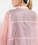 バンドカラー切替デザインシアーシャツ