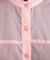 バンドカラー切替デザインシアーシャツ