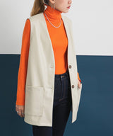 フェイクレザーミドル丈ベスト