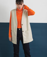 フェイクレザーミドル丈ベスト