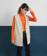 フェイクレザーミドル丈ベスト