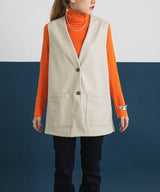 フェイクレザーミドル丈ベスト