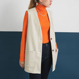 フェイクレザーミドル丈ベスト