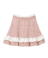 【新春セール】ハートビジューフリルツイードスカート