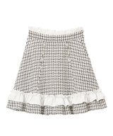 【新春セール】ハートビジューフリルツイードスカート