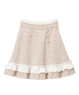 【新春セール】ハートビジューフリルツイードスカート