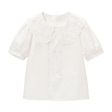 【メール便】スカラップ刺繍襟ブラウス