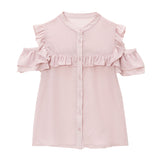 シアーフリルオフショルブラウス