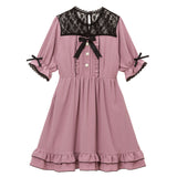 レースヨーク切替ビジューワンピース