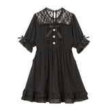 レースヨーク切替ビジューワンピース