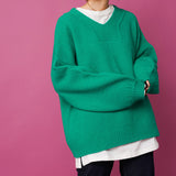 スリーブデザインバイカラーニット