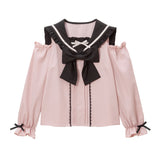 セーラーオフショルリボンブラウス