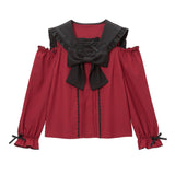 セーラーオフショルリボンブラウス