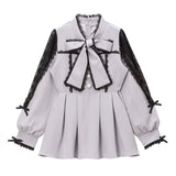 レースボウタイリボンビジューワンピース