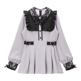 レース重ねハートバックルベルトワンピース